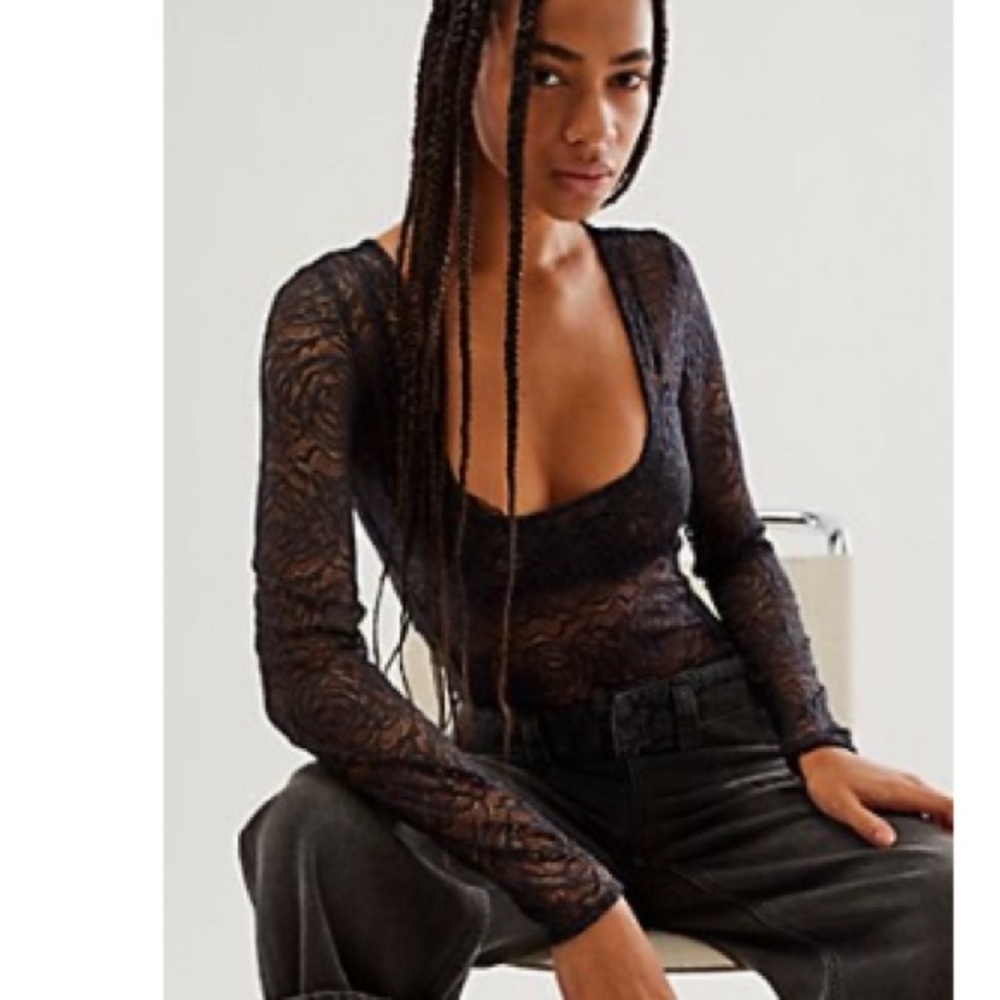 SOLD! Free People Black Lace Bodysuit NWT